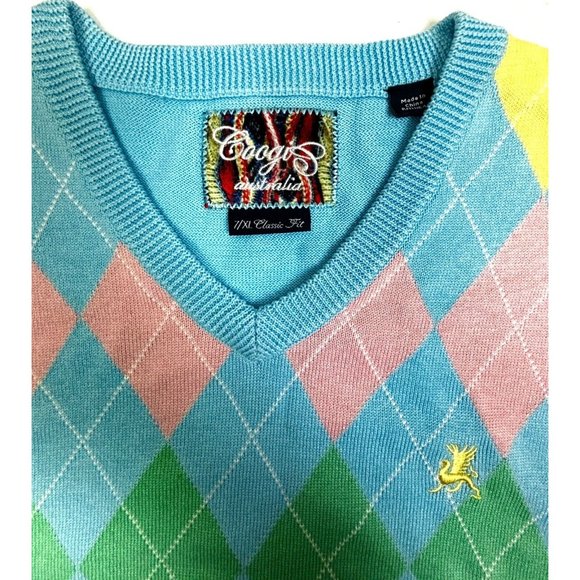 NWT Coogi Multicolored‎ Diamond Argyle Sweater Vest Men’s XL Australia Pastels - Picture 3 of 10
